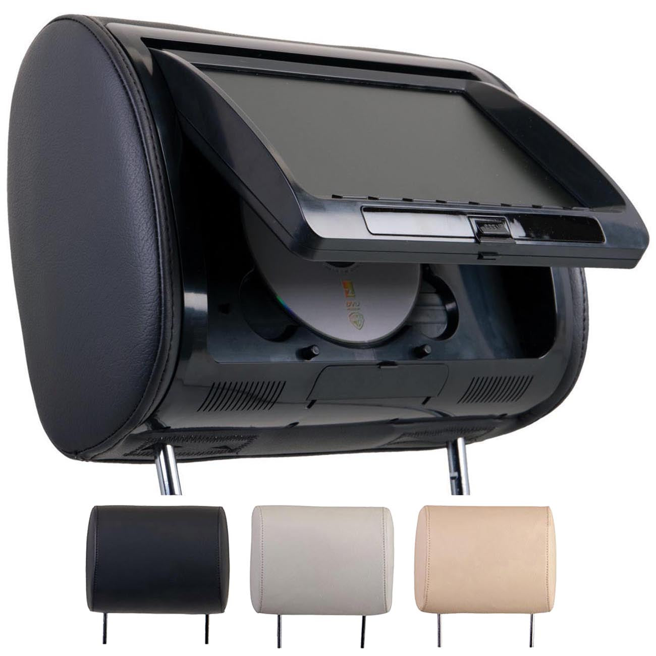 Power Acoustik 9" Headrest Monitor (single) With Dvd Player Ir/fm Transmitters Color Skins & Rem.