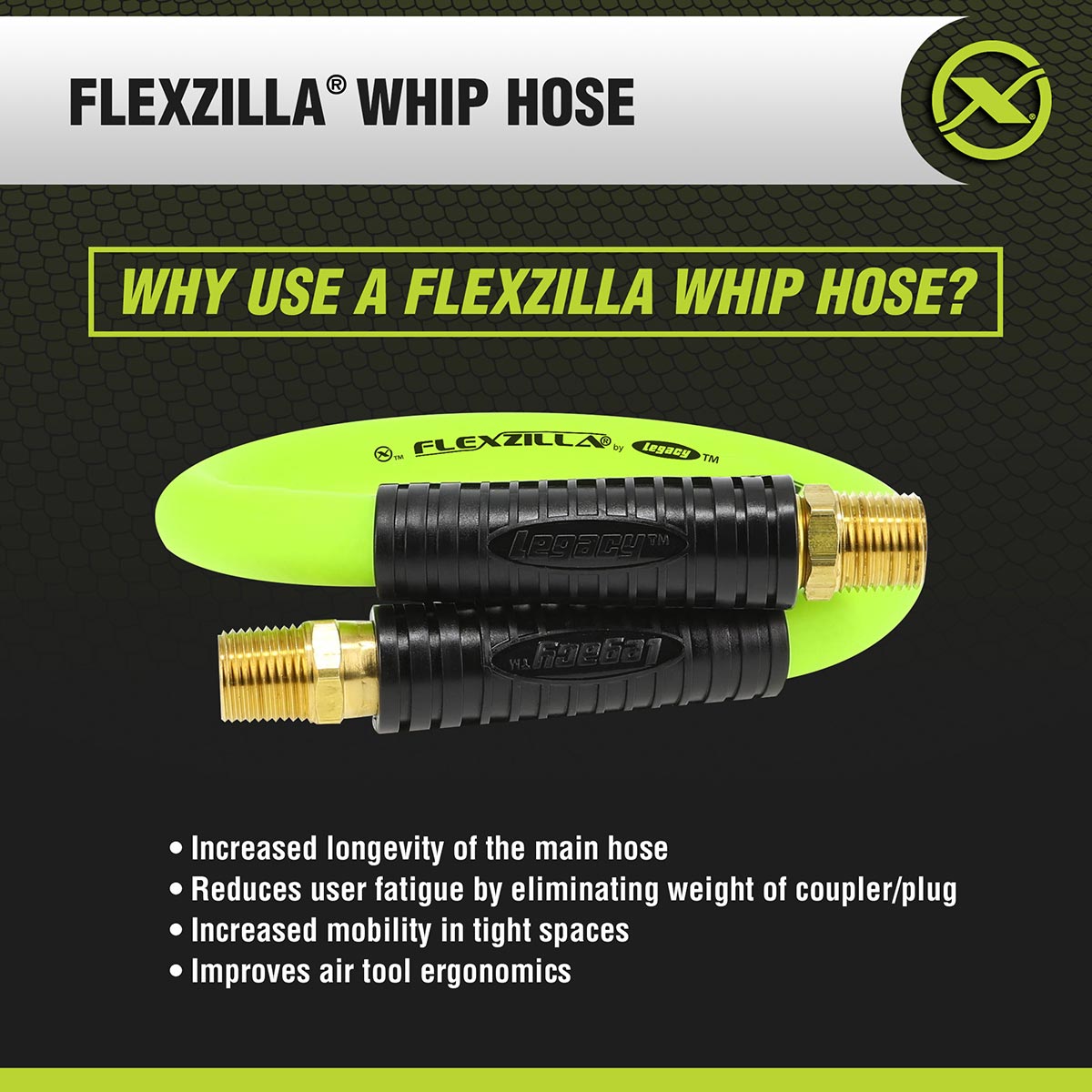 Flexzilla Whip Hose With Swivel 1/2" X 2'