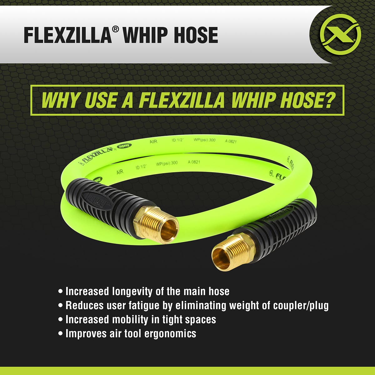 Flexzilla® Whip Hose With Swivel 1/2" X 4'