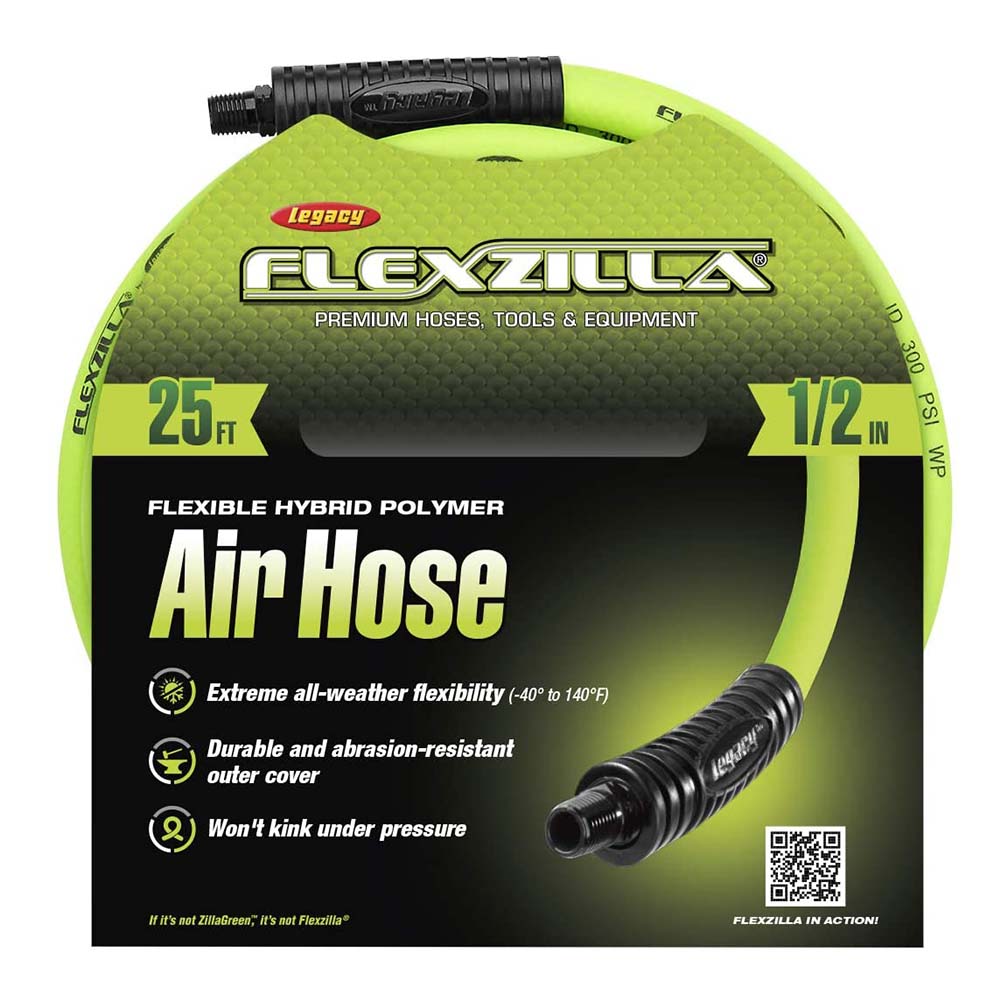 Flexzilla® Air Hose 1/2" X 25' 3/8" Mnpt Fittings Zillagreen®