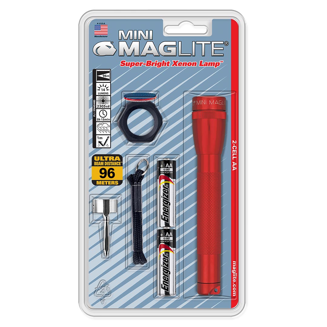 Maglite Xenon 2-cell Aa Flashlight Combo Pack Red