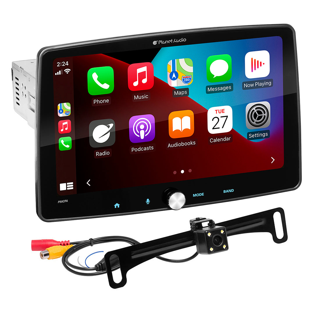 Planet Audio Single Din 10.1" Apple Car Play Android Auto Bluetooth Back Up Camera