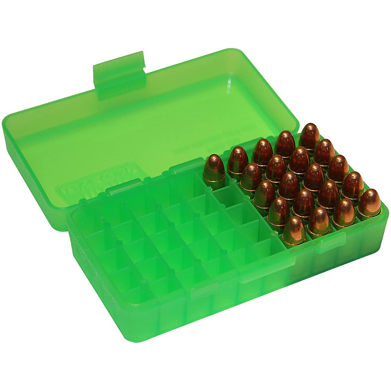 Mtm Ammo Box 50 Round Flip-top 41 44 45 Lc Clear Green