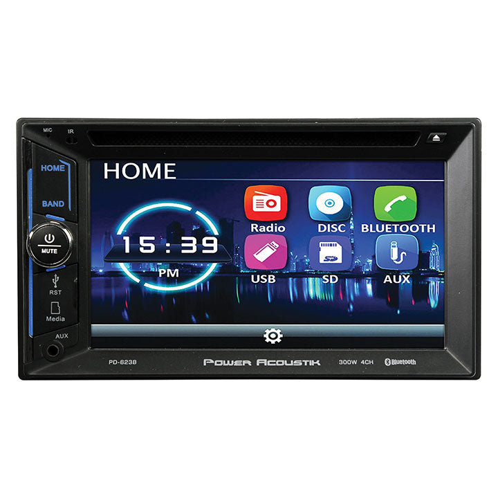 Power Acoustik 6.2" Double Din Dvd Receiver With Bluetooth