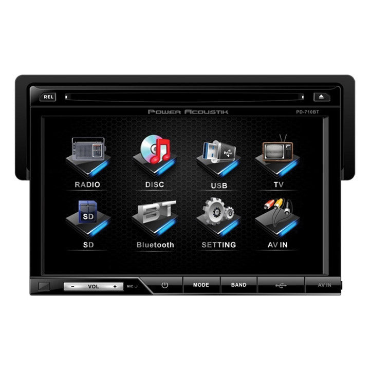 Power Acoustik Oversized 7" Detach Touch Screen Receiver Tft/lcd Dvd Am/fm  Bluetooth A2dp