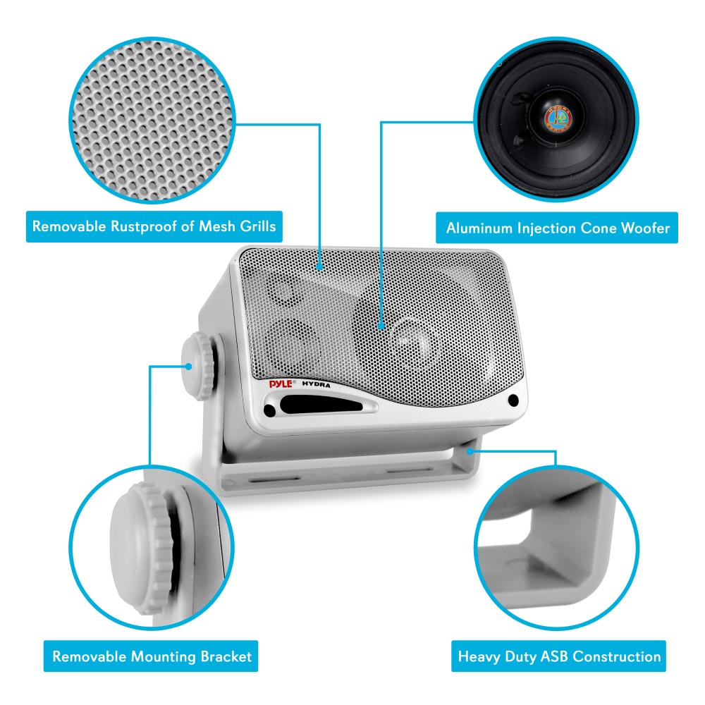 Pyle Marine 2-way Box Speakers With 3.5” Woofer (silver)