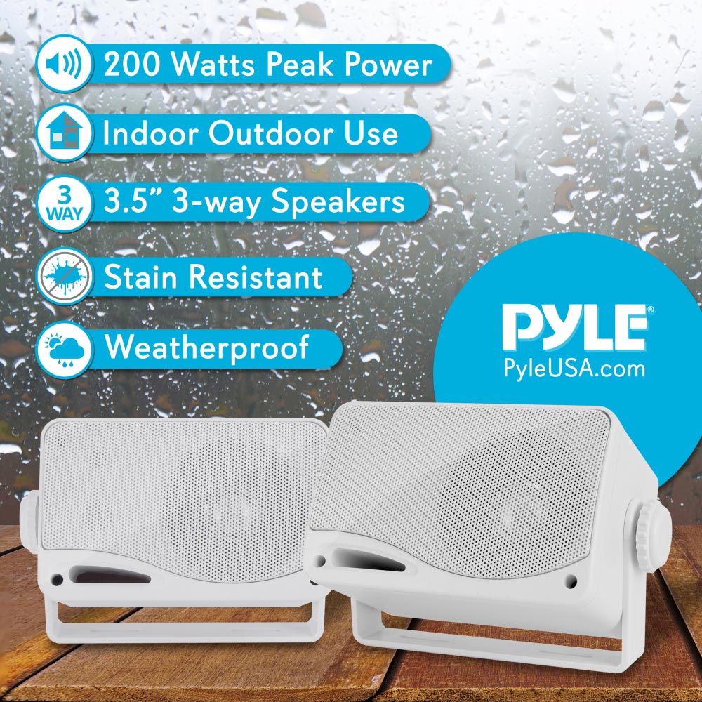 Pyle Marine 2-way Box Speakers With 3.5” Woofer (white)