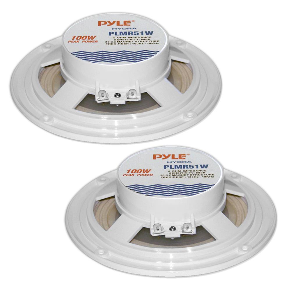 Pyle Marine 5.25” Dual Cone Speakers (white)