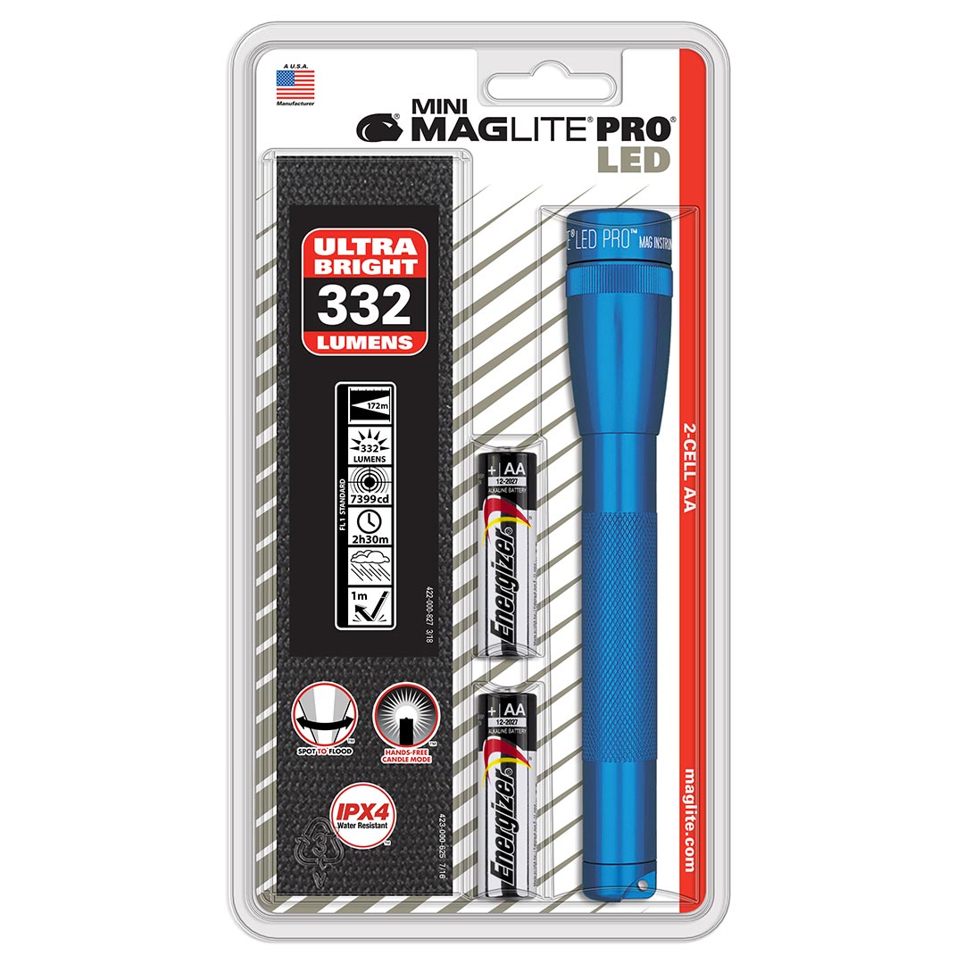Maglite Led 2-cell Aa Mini Pro Flashlight Blue
