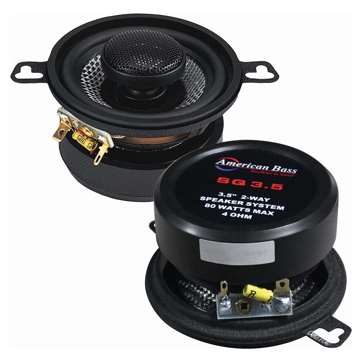 Speaker 3.5" 2-way (pair) 80watts American Bass;carbon Fiber