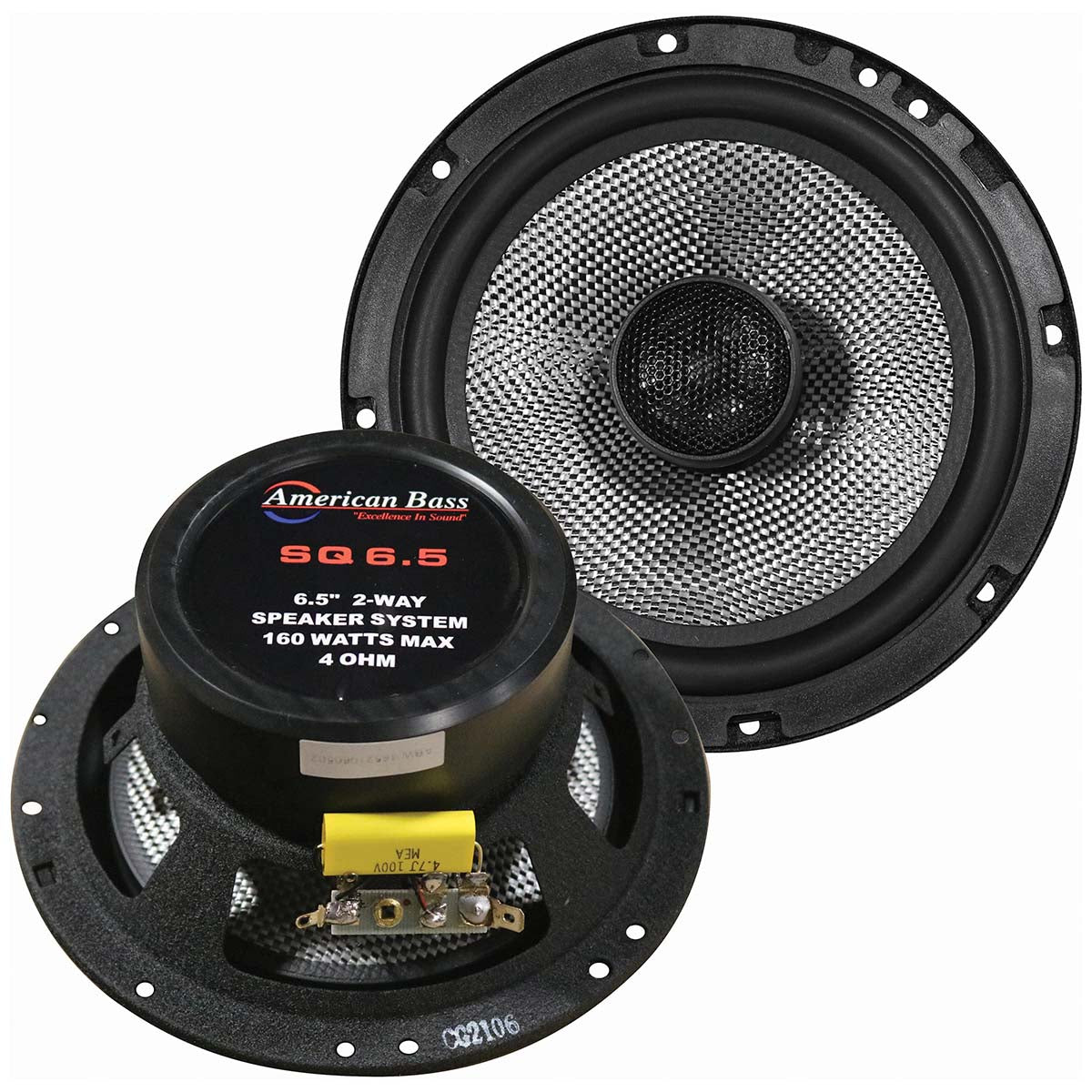Speaker 6.5" 2-way (pair) 160watts American Bass;carbon Fiber