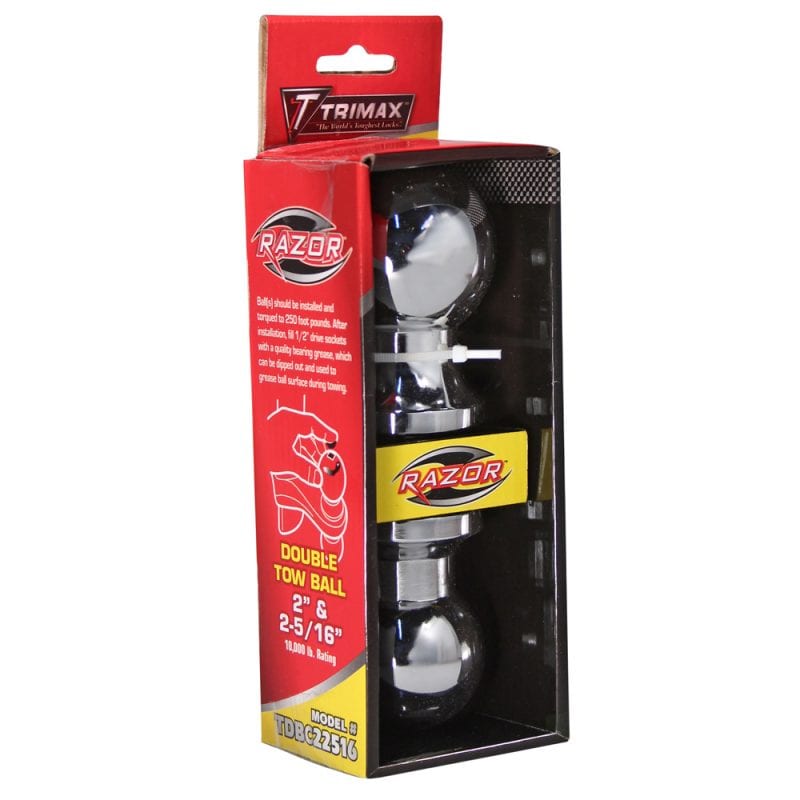 Trimax 2 & 2-5/16 Double Tow Ball Chrome