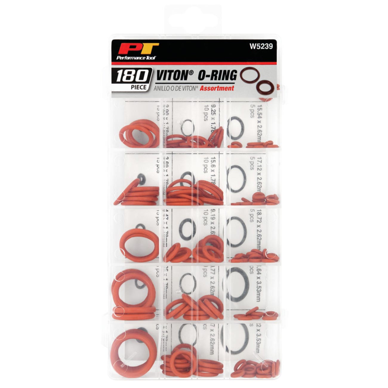 Performance Tool Viton O-ring Assortment (180 Piece Set)