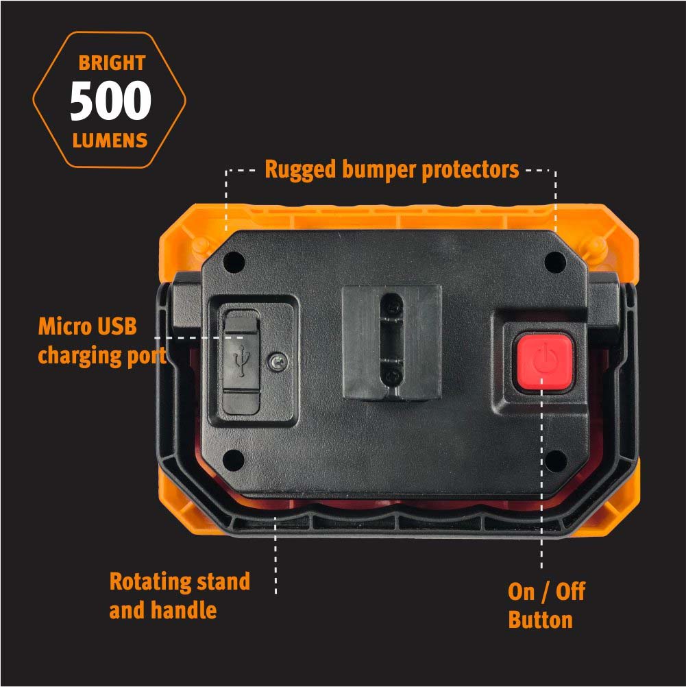 Ez Red Extreme Magnet Worklight Orange Logo Cob Color Box Uhl-mag & Micro-usb Cord