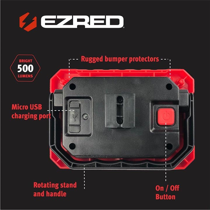 Ez Red Extreme Magnet Worklight Red Logo Cob Color Box Uhl-mag & Micro-usb Cord