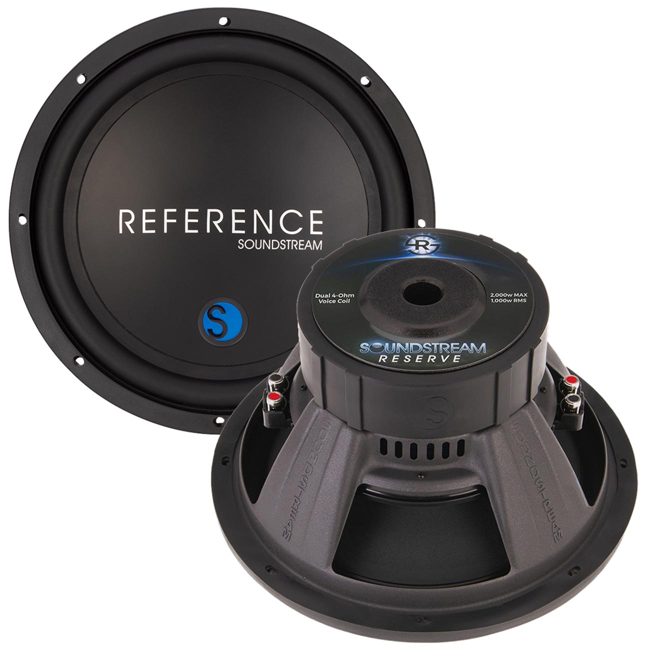 Soundstream Reserve 12″ Subwoofer, 1000W RMS/2000W Max, Dual 4 Ohm Voice Coils
