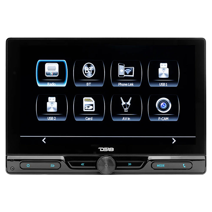 DS18 10.5″ Double Din Swivel Mechless Touchscreen Receiver with MirrorLink, Bluetooth & USB Input