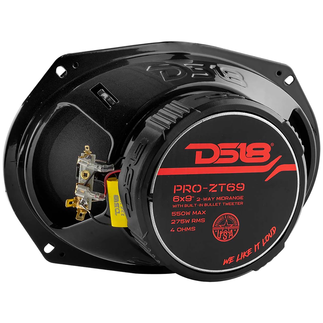 DS18 6×9″ 2-Way Midrange Speaker, 275W RMS/550W Max, 4 Ohm (Sold Each)