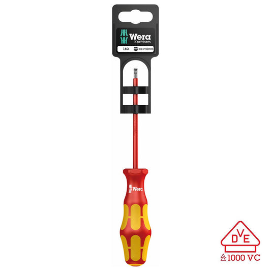 Wera Screwdriver: Vde Insulated Slotted 0.8x4x100 Mm (on Hang-tag)