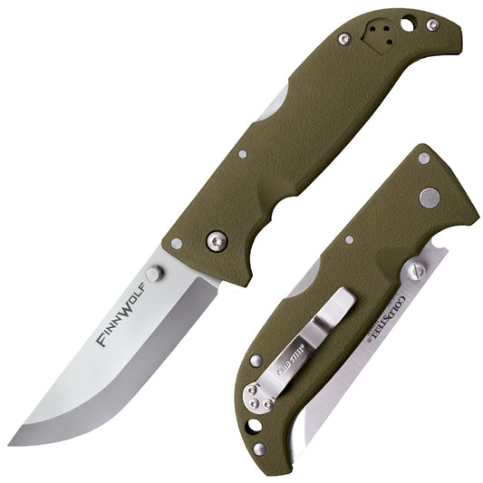 Cold Steel Finn Wolf Folding Knife 3-1/2" Blade Od Green Griv-ex Handles