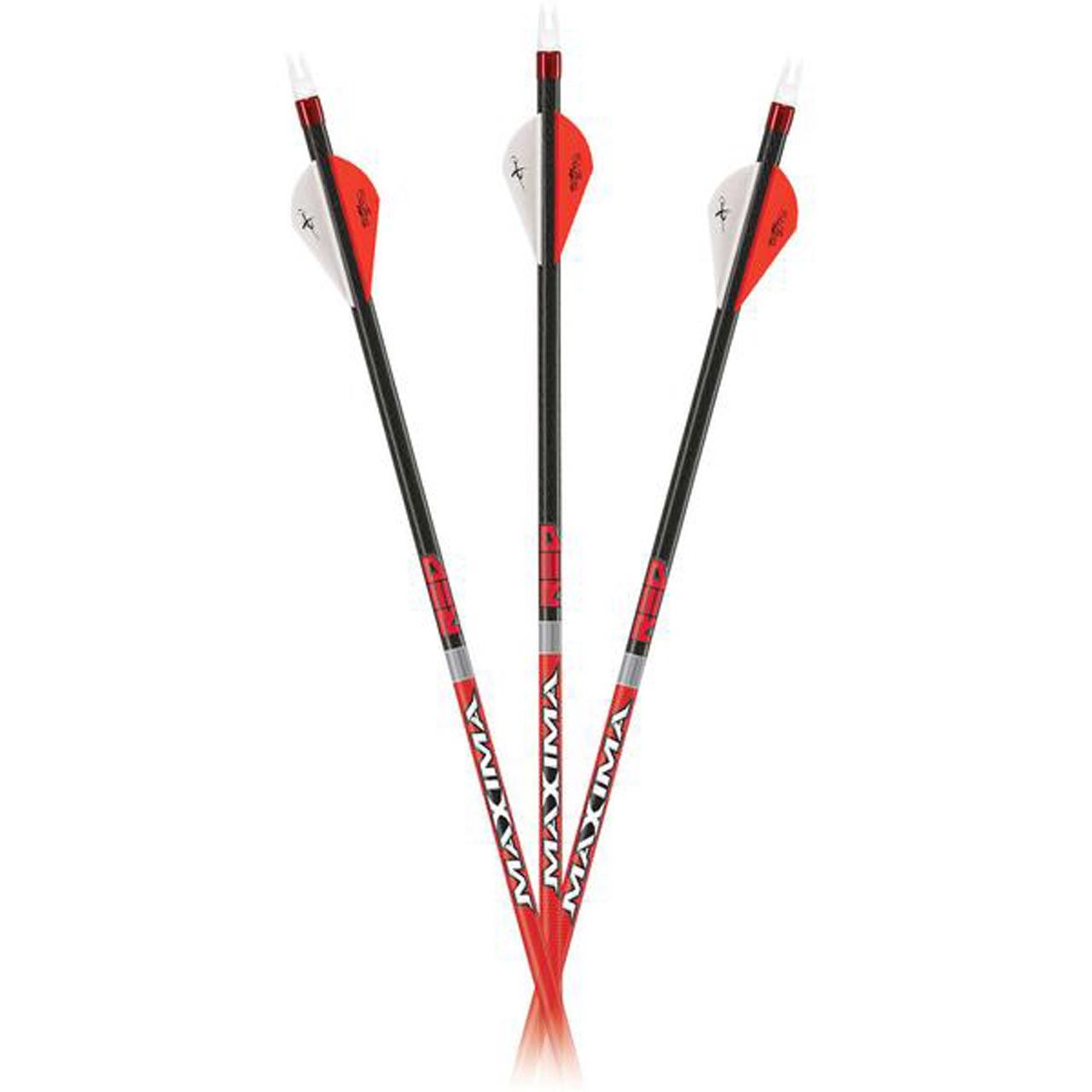 Carbon Express Maxima Red 32" Arrow Shafts With Q2i Rapt-x 2” Vanes (6-pack)