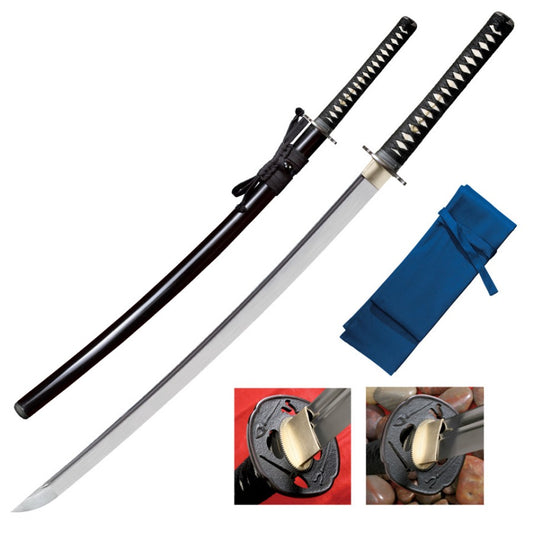 Cold Steel Katana 29-1/4" Carbon Steel Blade Sword Ray Skin Handle Wood Scabbard