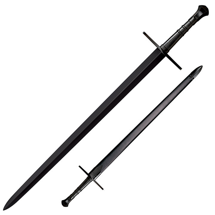 Cold Steel Man At Arms Hand-and-a-half Sword 33.5" Blued Carbon Steel Blade Leather Handle