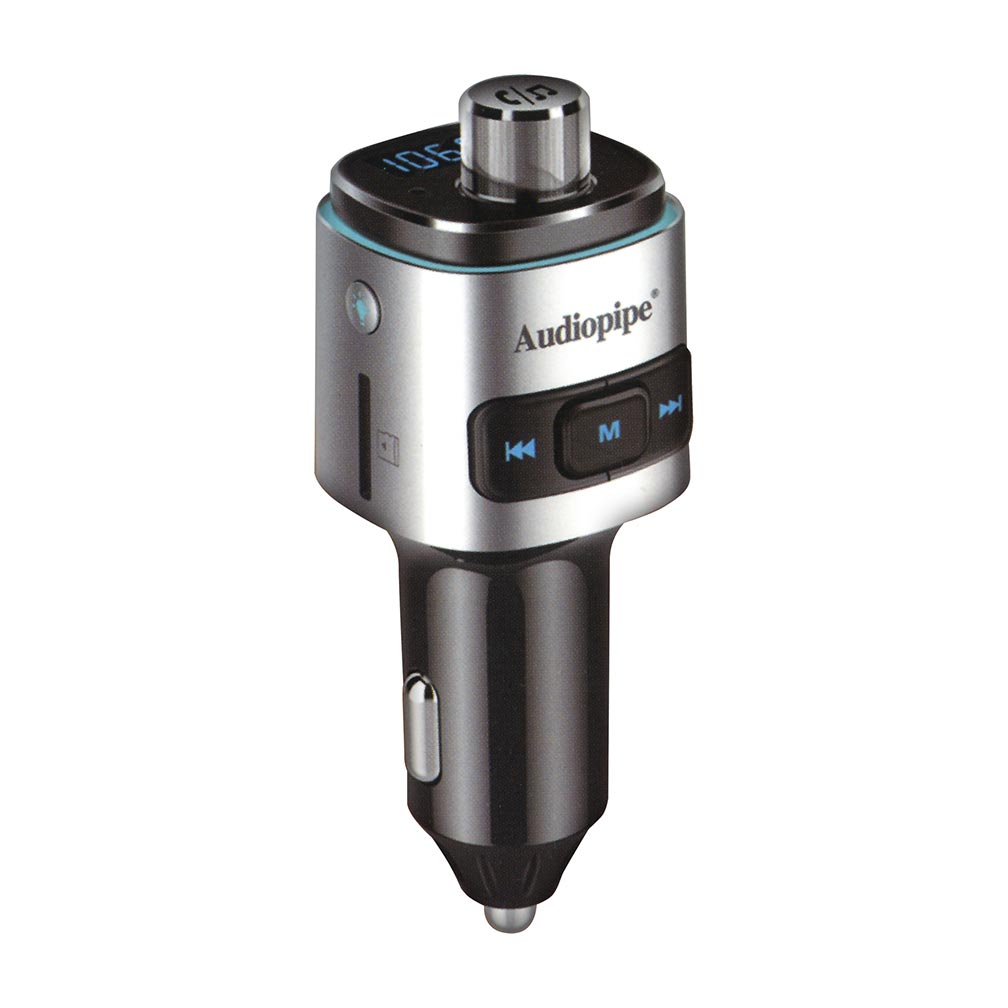 Audiopipe 3 In 1 Bluetooth Car Charger With Fm Transmitter