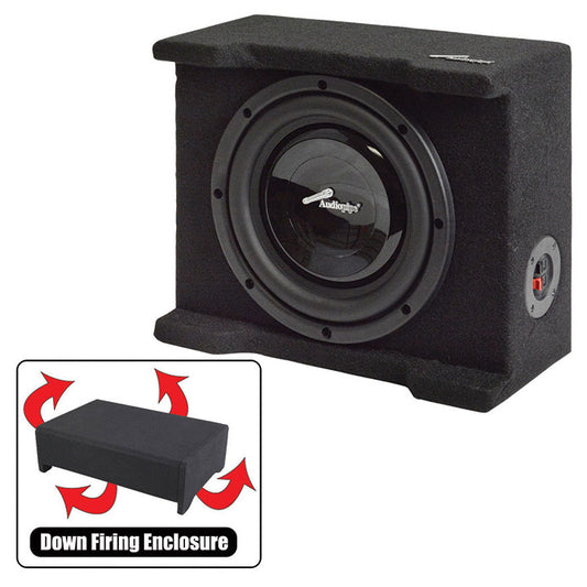 Audiopipe Single 8" Shallow Downfire Sealed Enclosure With Sub
