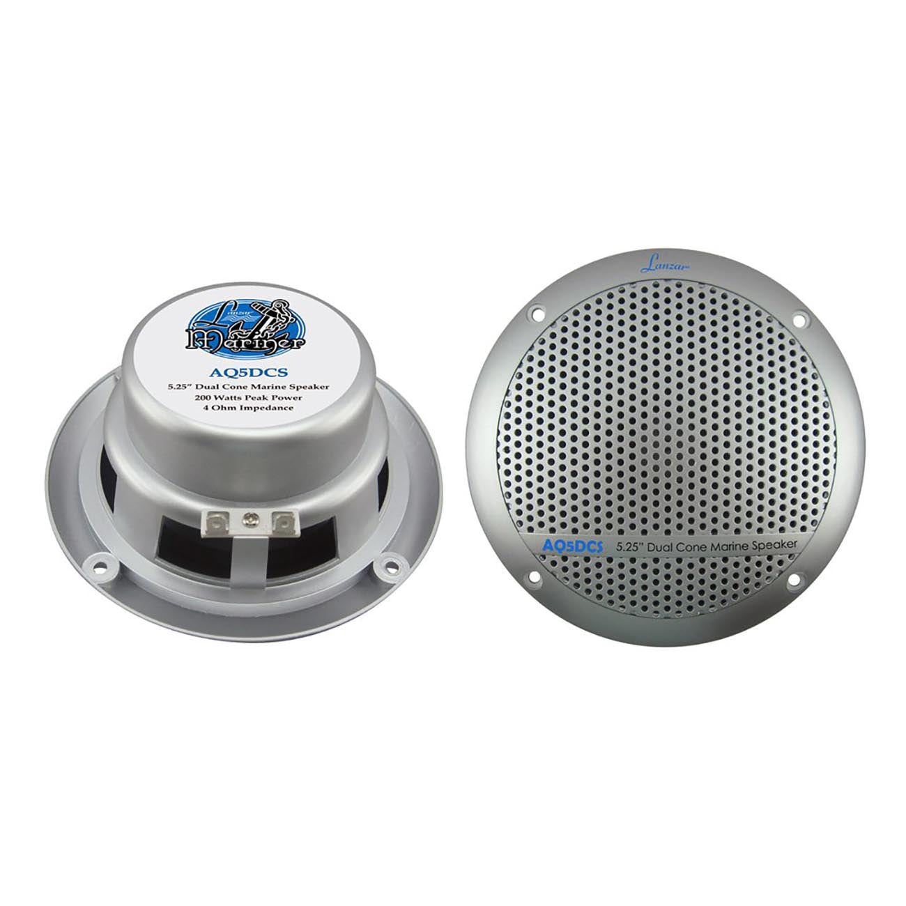 Lanzar 5.25" Marine Dual Cone Speakers (silver)