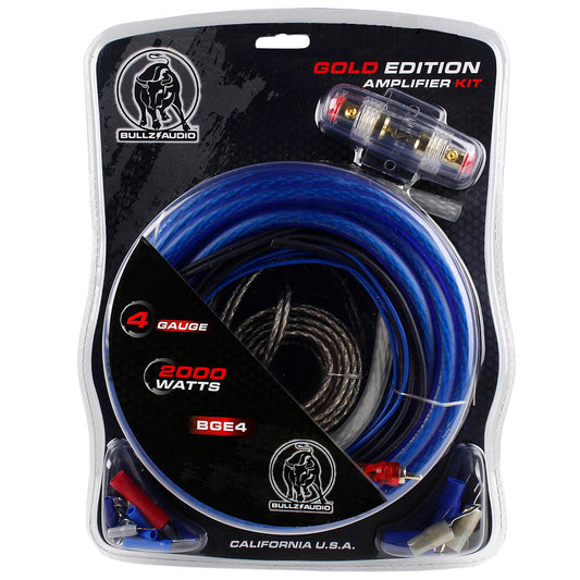 Amplifier Wiring Kit 4ga;bullzaudio;blue/gold Edition; Box