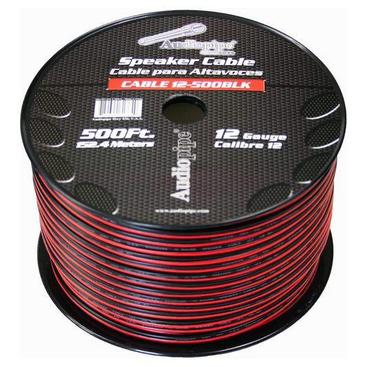 Speaker Cable 12ga. 500' Audiopipe;red + Black