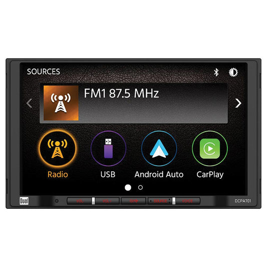 Dual 7" Double Din Mechless Digital Media Receiver With Apple Carplay Android Auto