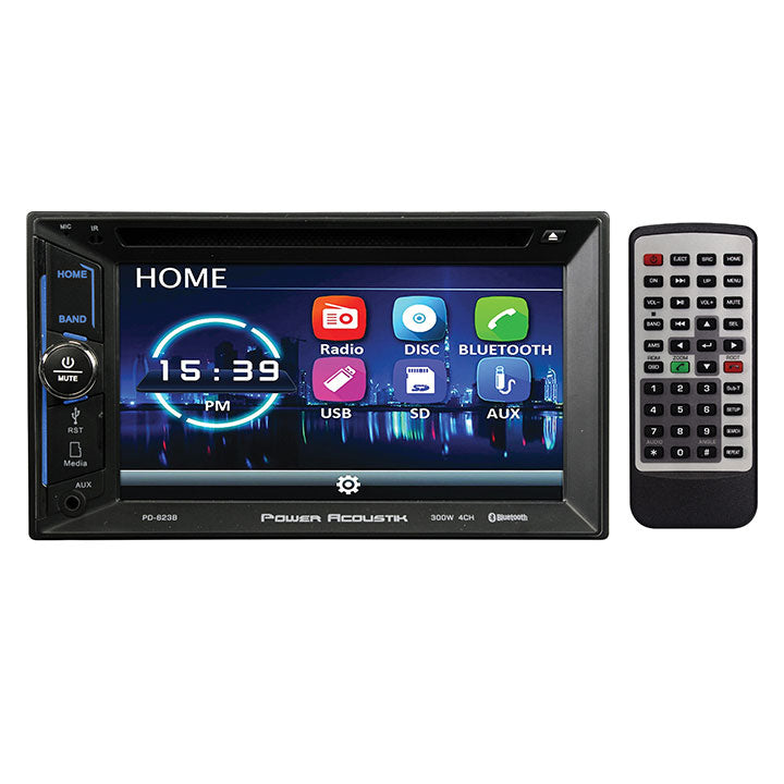 Power Acoustik 6.2" Double Din Dvd Receiver With Bluetooth
