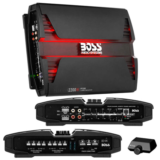 Boss Phantom 2200 Watts 4 Channel Power Amplifier Remote Subwoofer Level Control