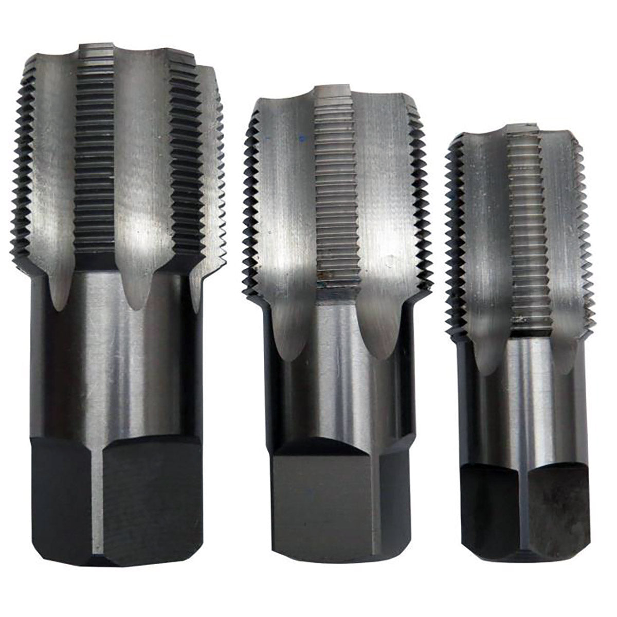 Drill America Carbon Steel Npt Pipe Tap Set In Carry Pouch 1" - 1-1/2" (3 Piece Set)