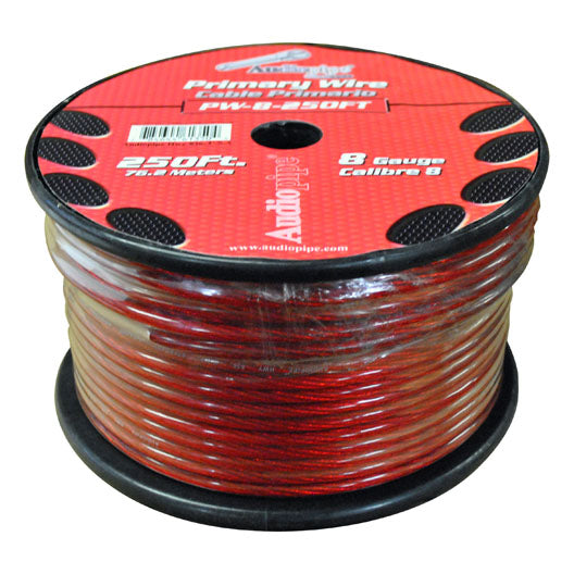 Power Wire Audiopipe 8ga 250' Red