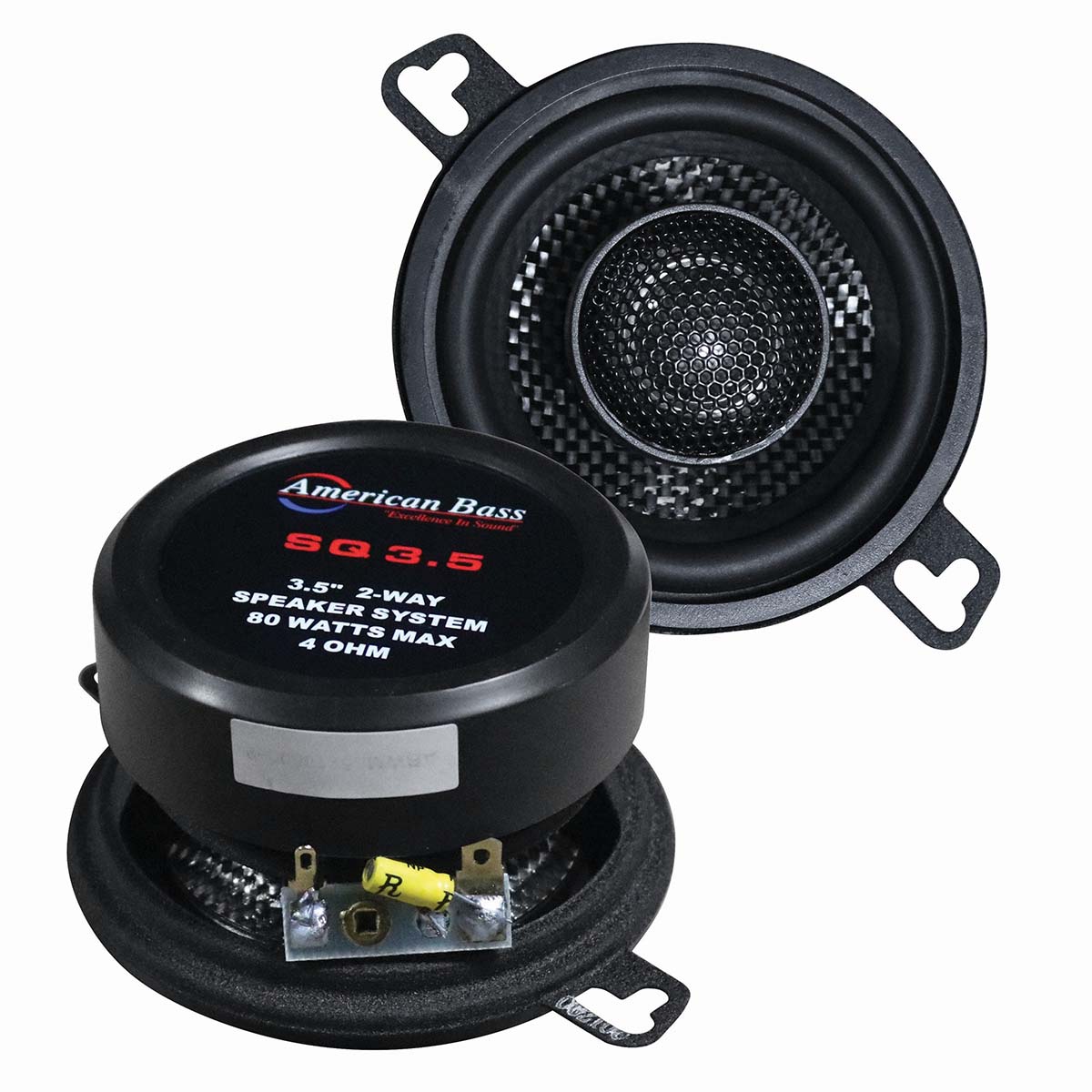 Speaker 3.5" 2-way (pair) 80watts American Bass;carbon Fiber