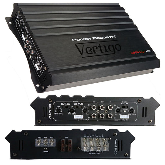 Power Acoustik Vertigo Series 4 Channel Amplifier 2200w Max