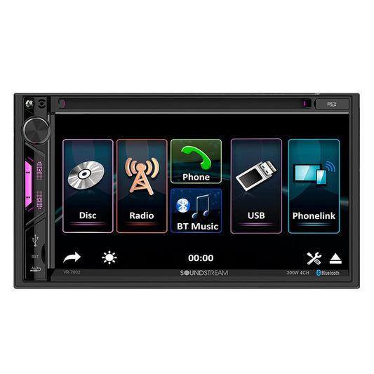 Soundstream 7” Double Din Fixed Face Touchscreen Dvd Receiver With Bluetooth Phonelink & Usb/sd Inp