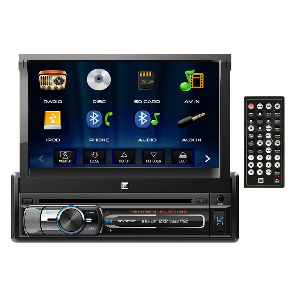 Dual 7 Single-din In-dash Dvd With Motorized Touchscreen  Bluetooth