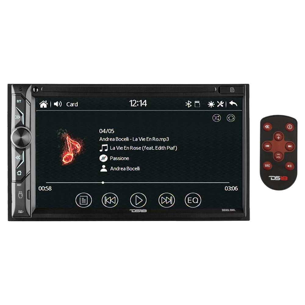 DS18 6.9″ Touchscreen Double Din Fixed Face Mechless with MirrorLink, Bluetooth, USB/SD Inputs and Remote