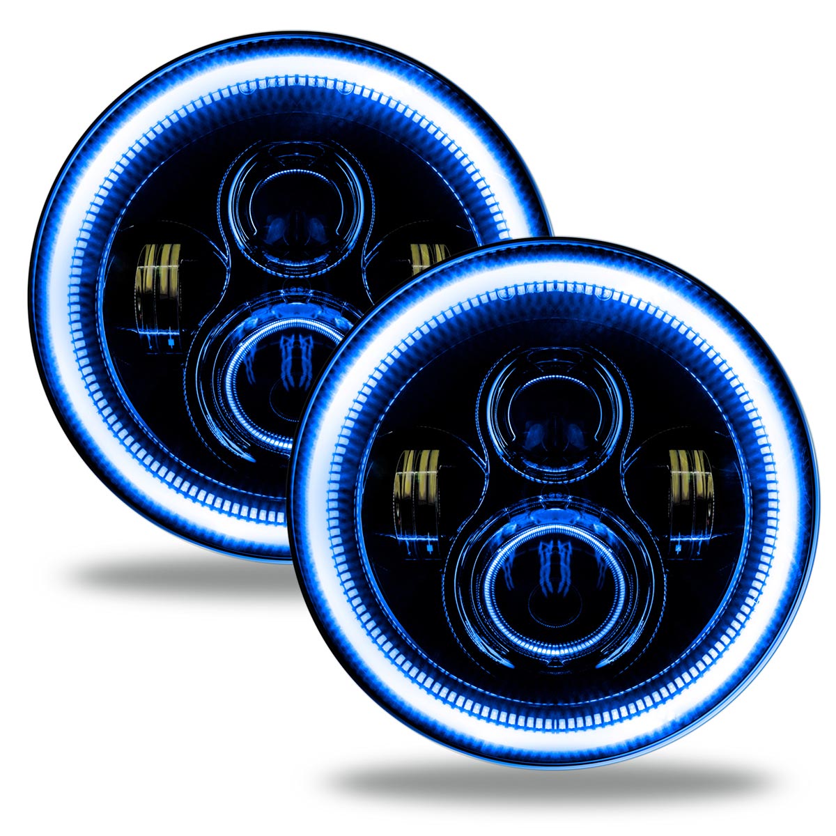 ORACLE Lighting 7″ High Powered LED Headlights – Blue Halo with Black Bezel (Pair)